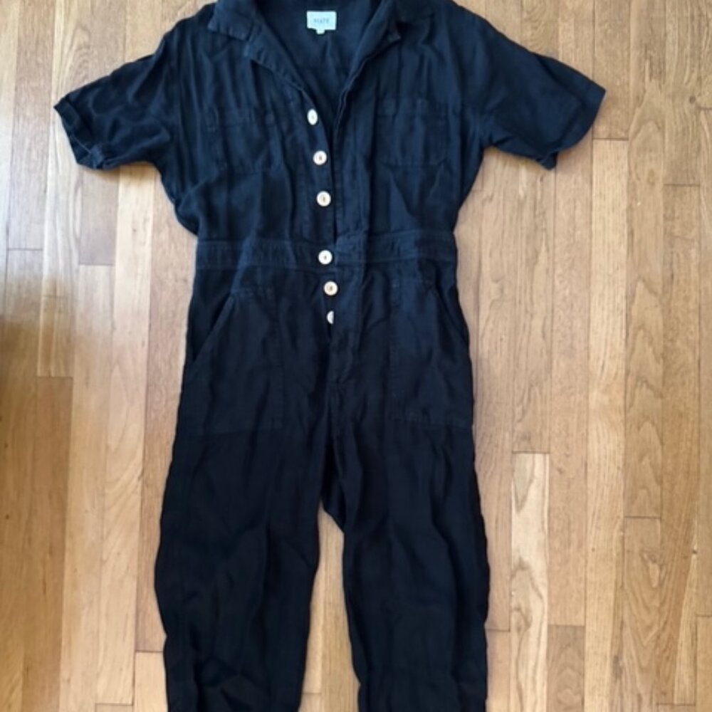 MATE the Label Black Linen Jumpsuit Large L